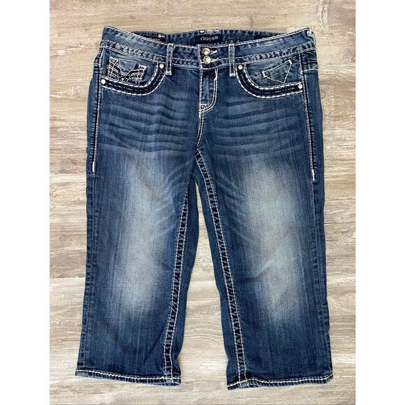 Vigoss Dublin Capri Jeans Mid Rise Embroidered Women’s Junior’s Sz 11/12 - Picture 1 of 5